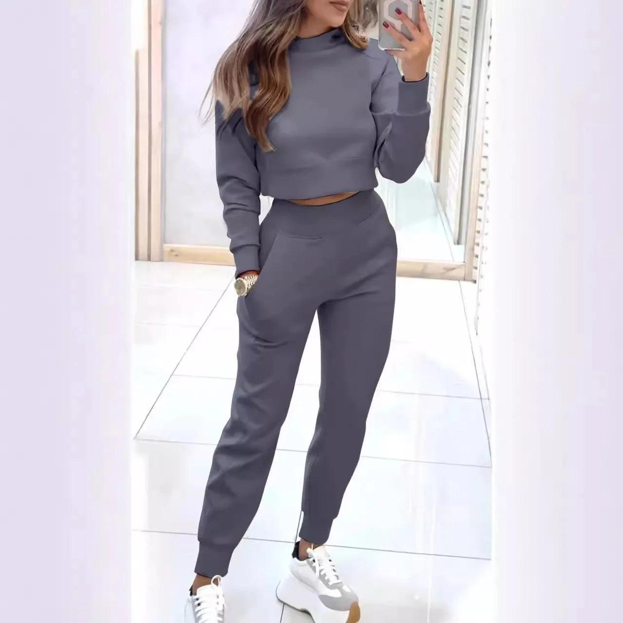 2025 Women's Long Sleeve Turtleneck Lounge Set