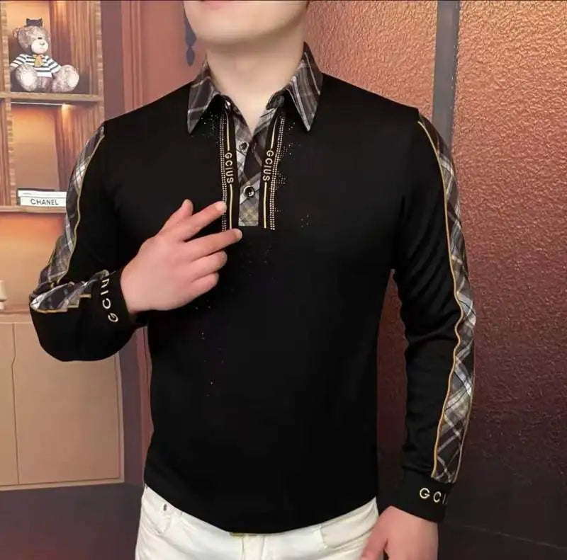 Men’s Casual Patchwork Sweatshirt – Turn-Down Collar Pullover Top 2025