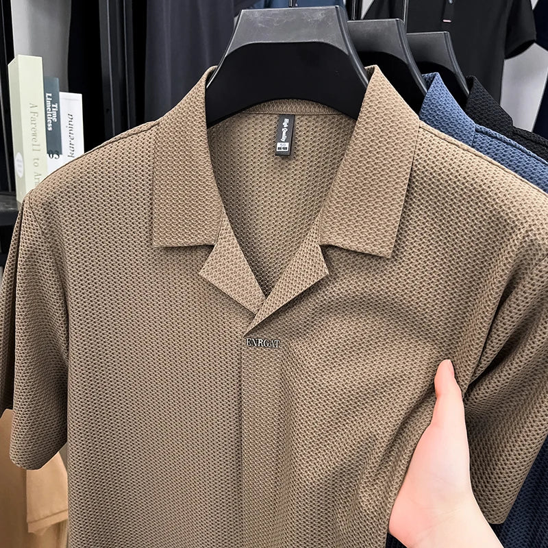 Men's Cuban Collar Short Sleeve Shirt