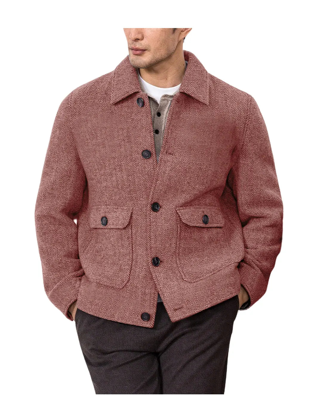 Men Vintage Button Jacket Casual Outerwear For Daily Commute