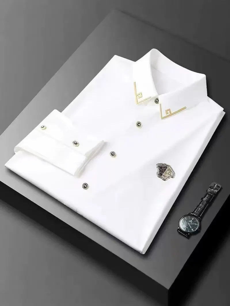 Men’s High-End Lightweight Long Sleeve Shirt – Slim Fit Business Casual Dress Shirt