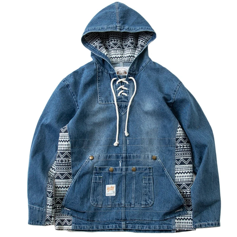 Men National Patchwork Denim Jackets