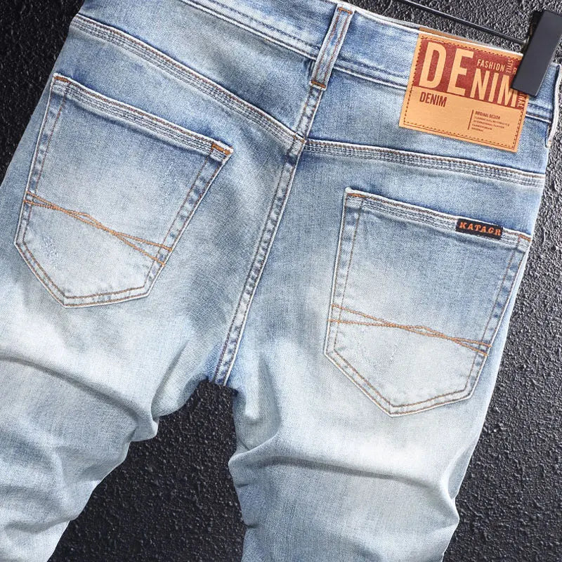 Vintage Casual Denim Pants Hombre