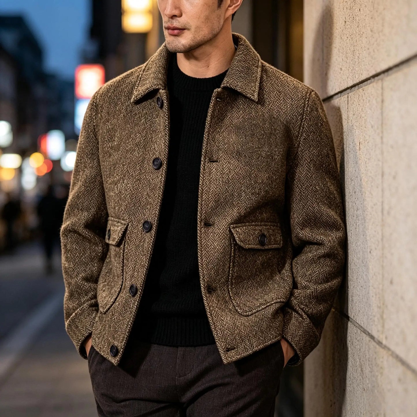 Men Vintage Button Jacket Casual Outerwear For Daily Commute