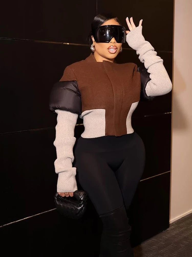 Weird Puss Patchwork Long Sleeve Jacket