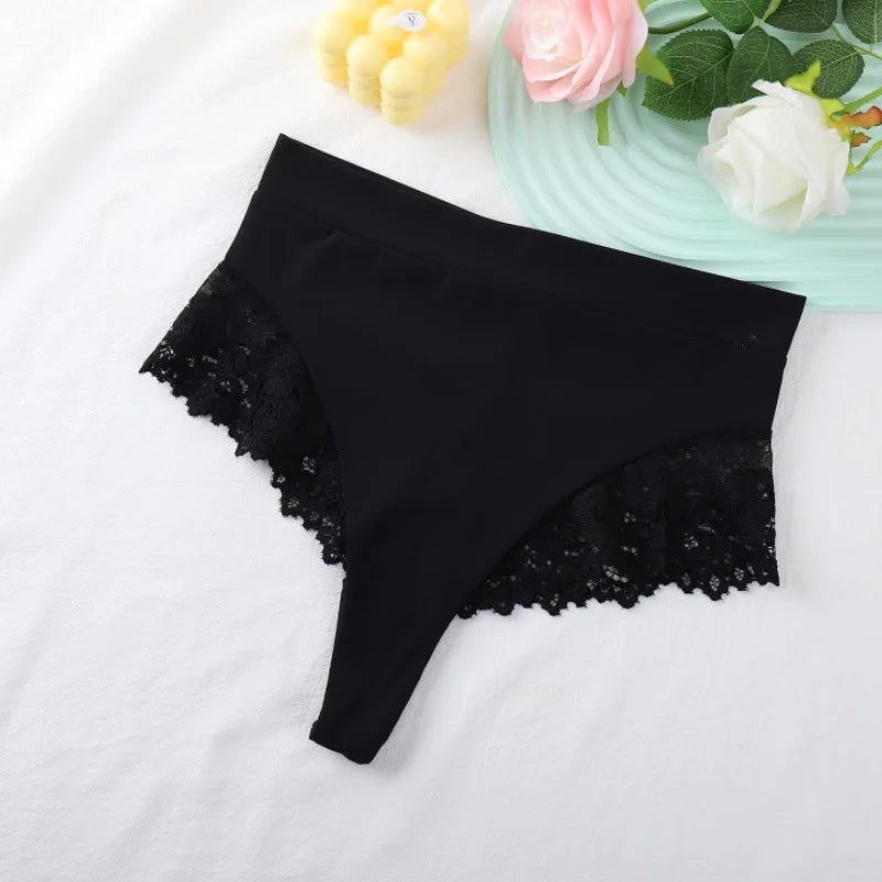 Women's High Waist Panties Sexy Underpants Spliced Lace Lingerie