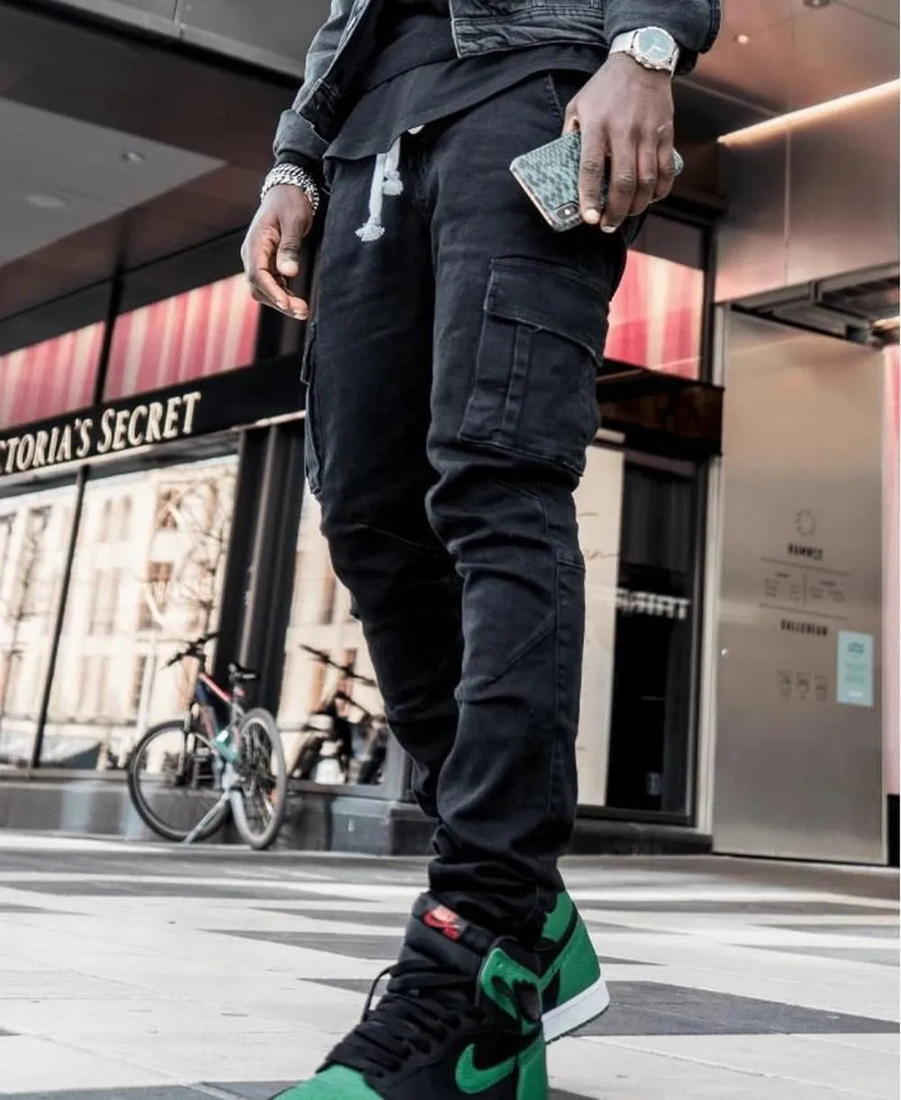 Men's Slim Fit Cargo Denim Jeans