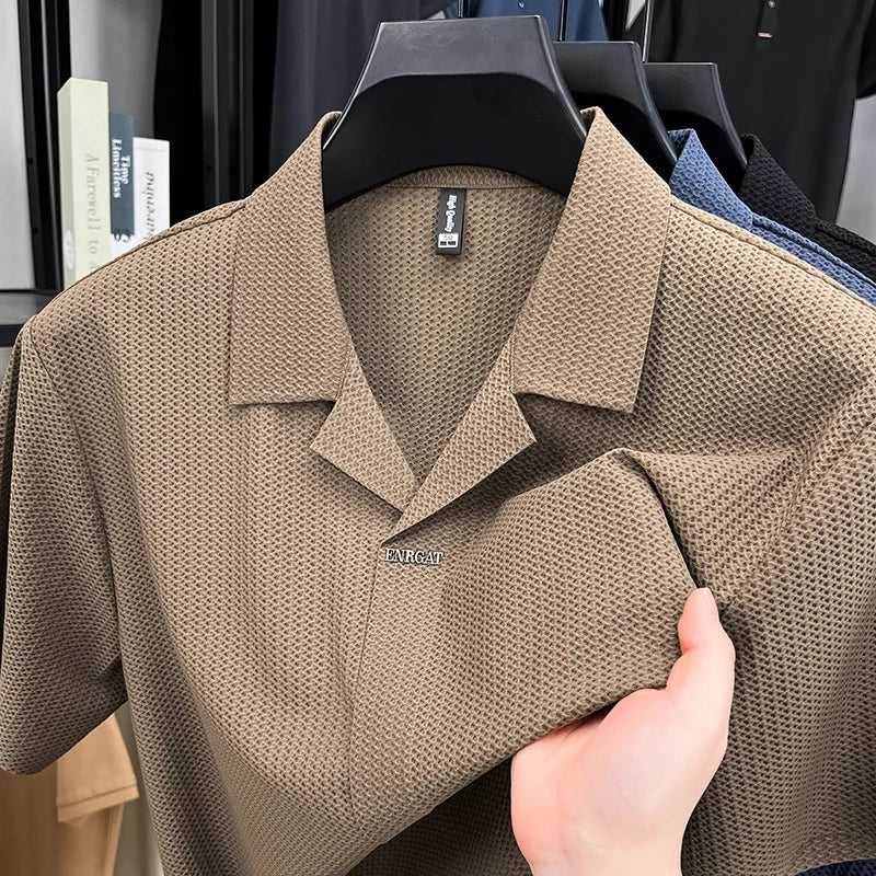 Men's Cuban Collar Short Sleeve Shirt
