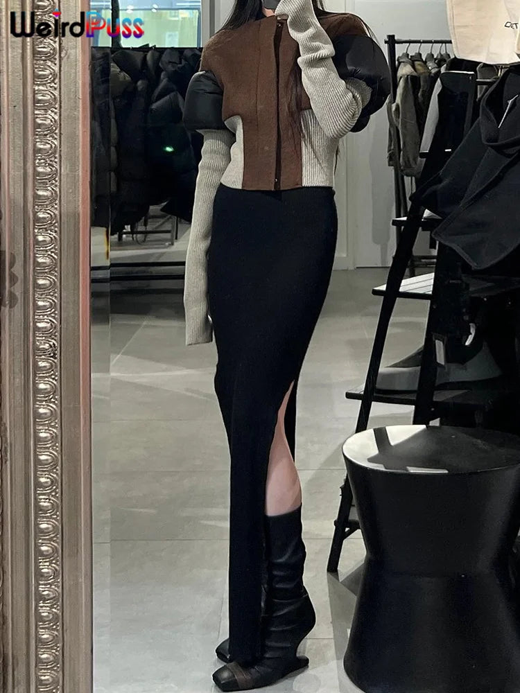 Weird Puss Patchwork Long Sleeve Jacket