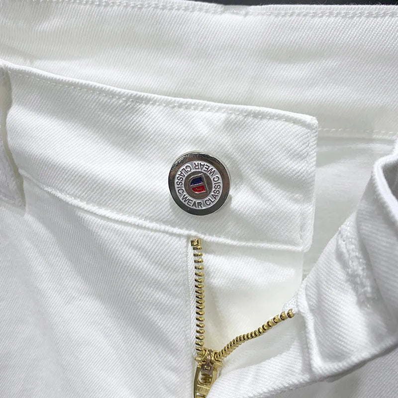 Men's White Black Jeans Straight Slim fit