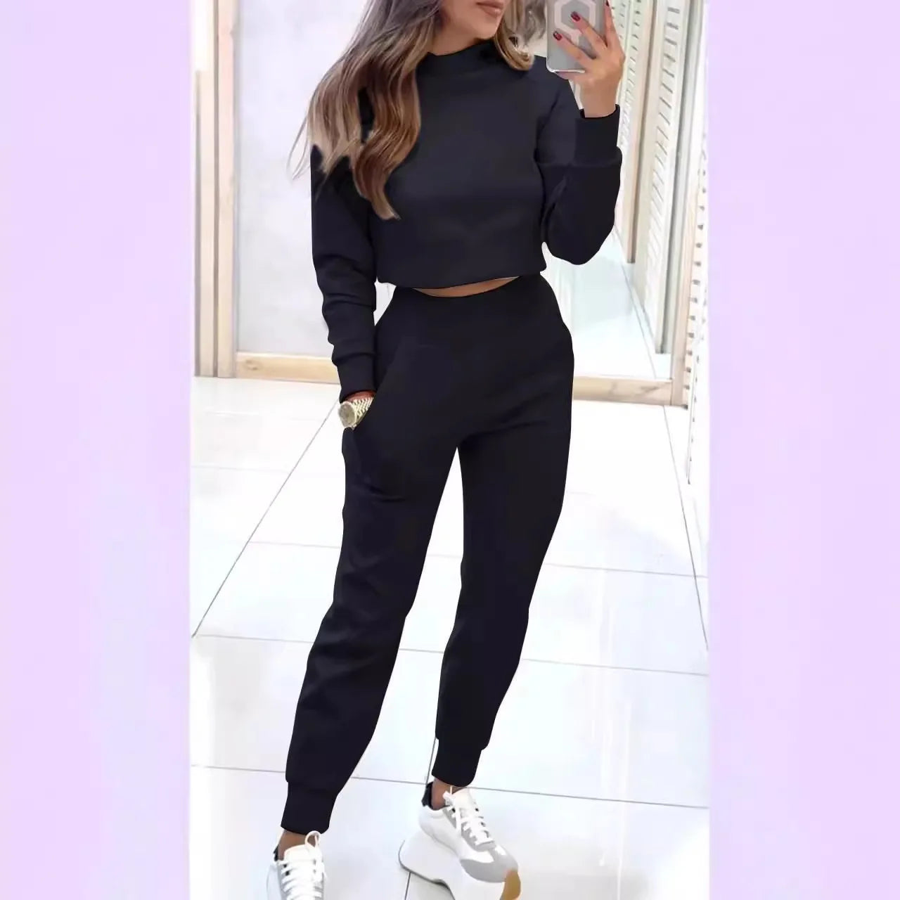 2025 Women's Long Sleeve Turtleneck Lounge Set