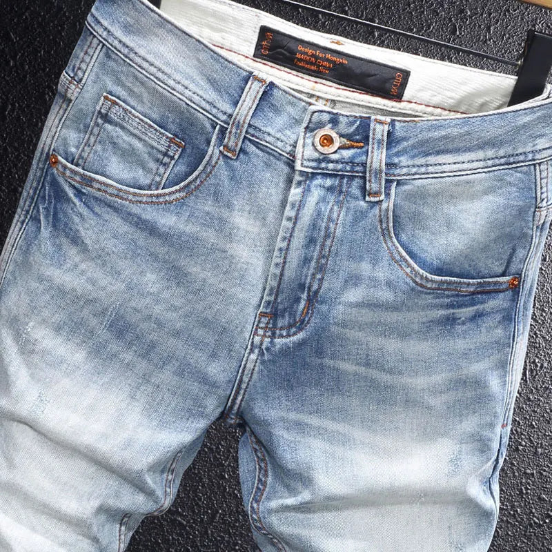 Vintage Casual Denim Pants Hombre