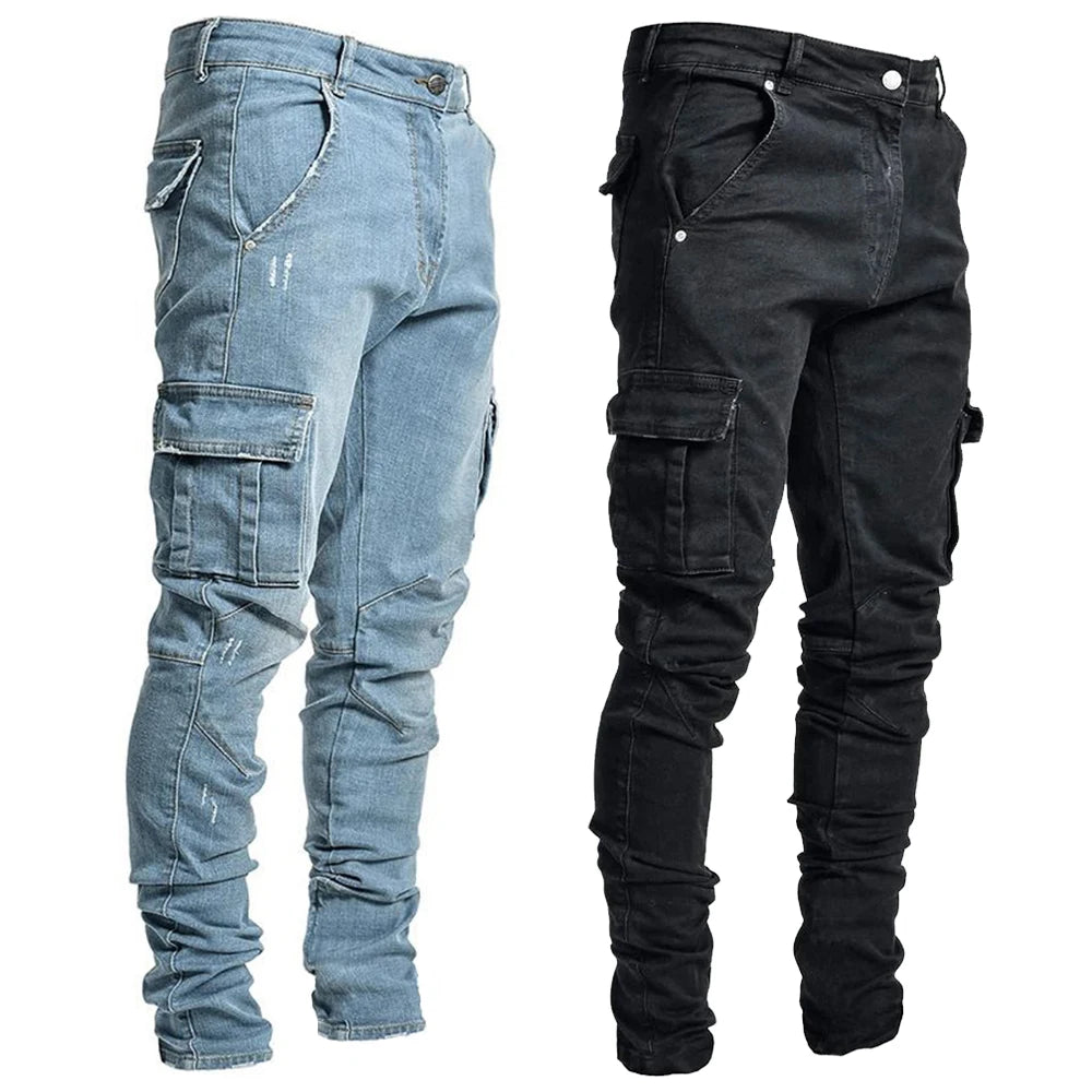 Men's Slim Fit Cargo Denim Jeans