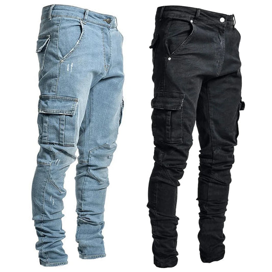 Men's Slim Fit Cargo Denim Jeans