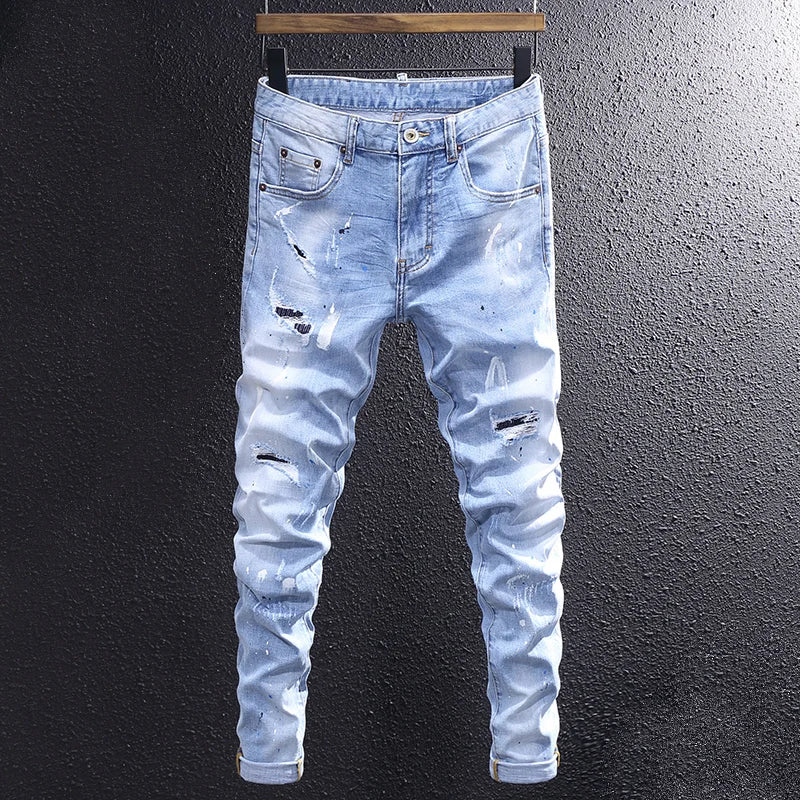 Men Stretch Trousers Painted Designer Hip Hop Pants