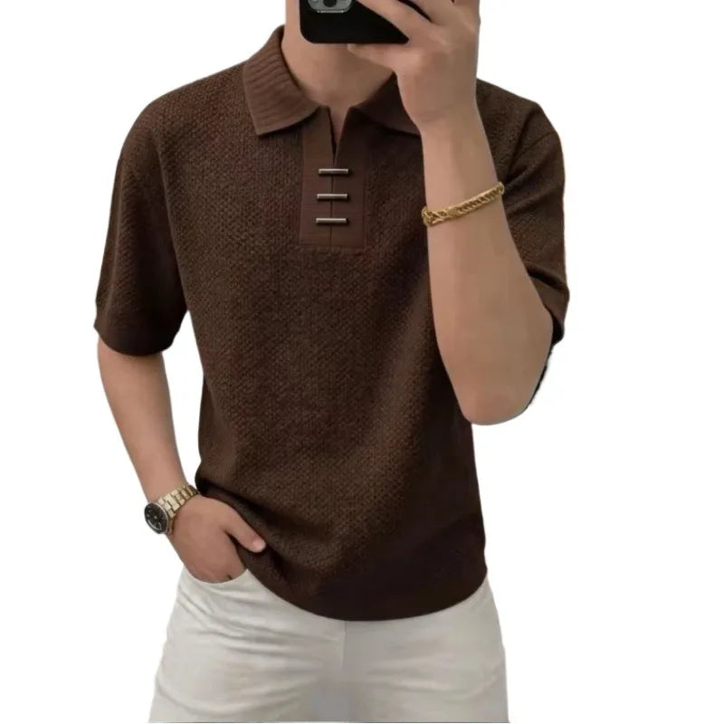 High Quality Summer Polo Shirt for Men Solid Color Short Sleeved Casual Business T-shirt