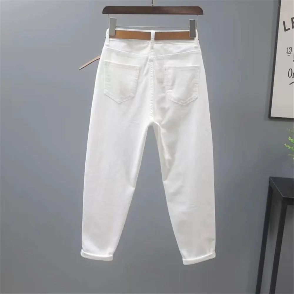 White Jeans Women's Loose Casual Harem Pants Spring Summer