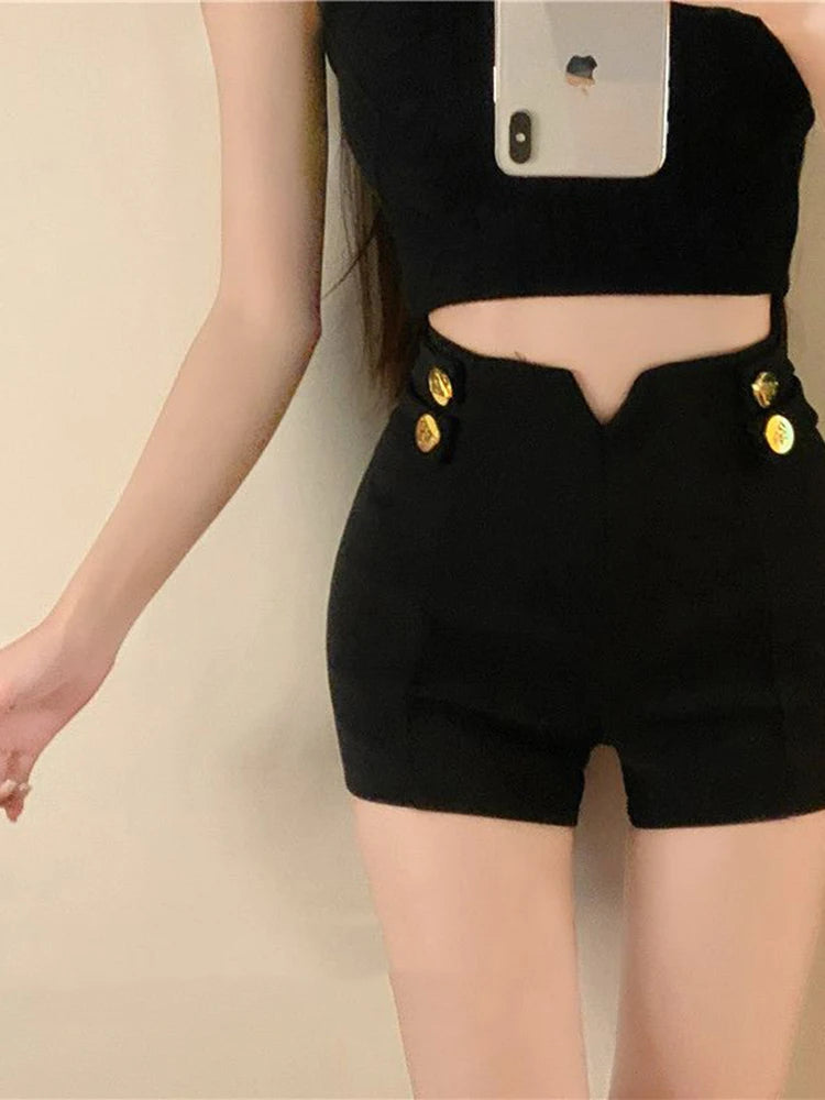Women's High-Waist Tailored Shorts – Casual Elastic Waist A-Line Summer Shorts