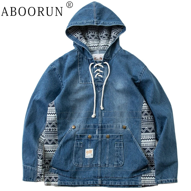 Men National Patchwork Denim Jackets