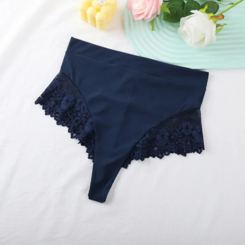 Women's High Waist Panties Sexy Underpants Spliced Lace Lingerie